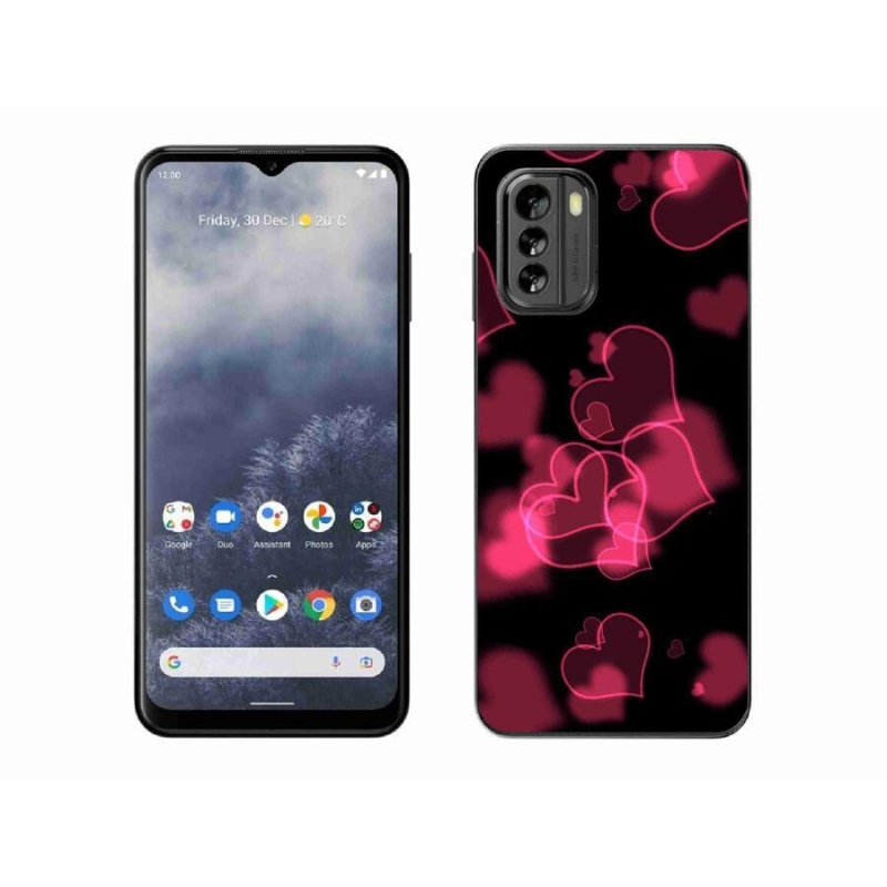 Gelový kryt mmCase na mobil Nokia G60 5G - červená srdíčka