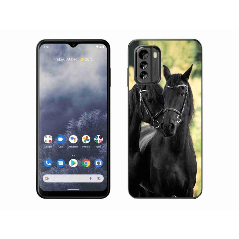 Gelový kryt mmCase na mobil Nokia G60 5G - dva černí koně