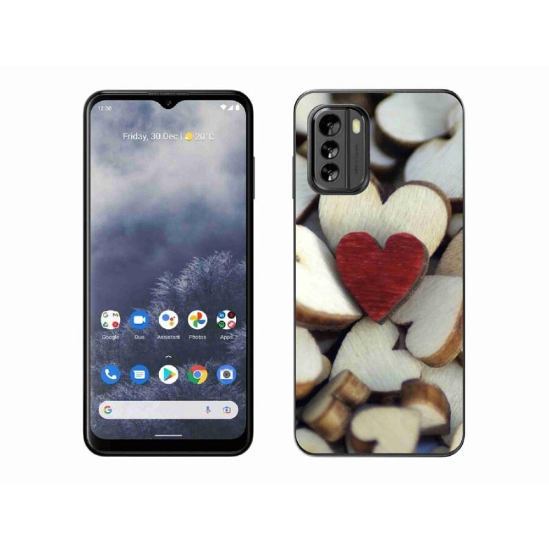 Gelový kryt mmCase na mobil Nokia G60 5G - gravírované červené srdce