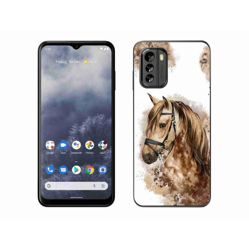 Gelový kryt mmCase na mobil Nokia G60 5G - hnědý kreslený kůň