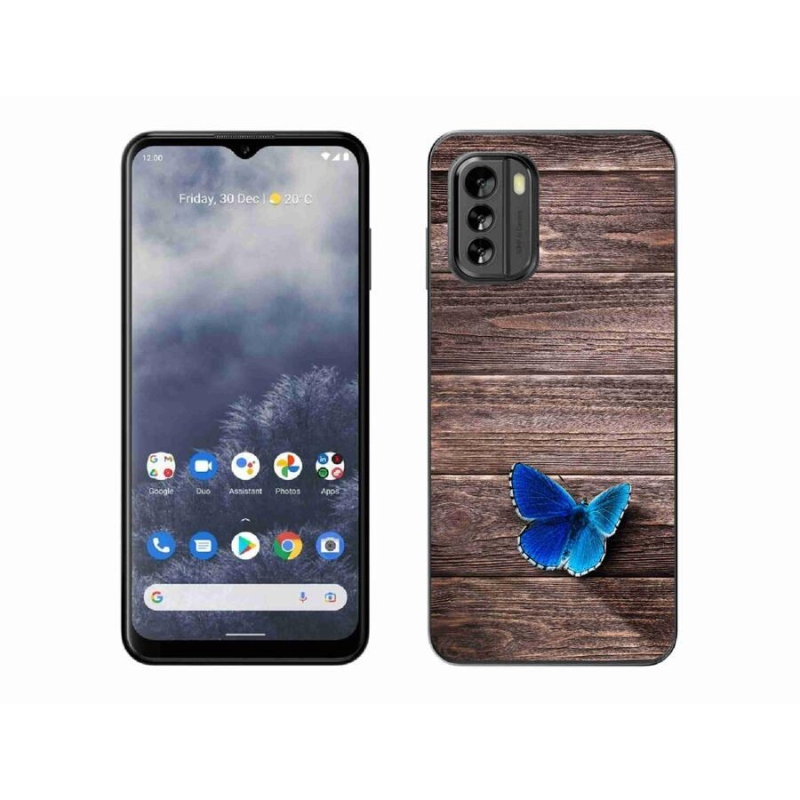 Gelový kryt mmCase na mobil Nokia G60 5G - modrý motýl 1