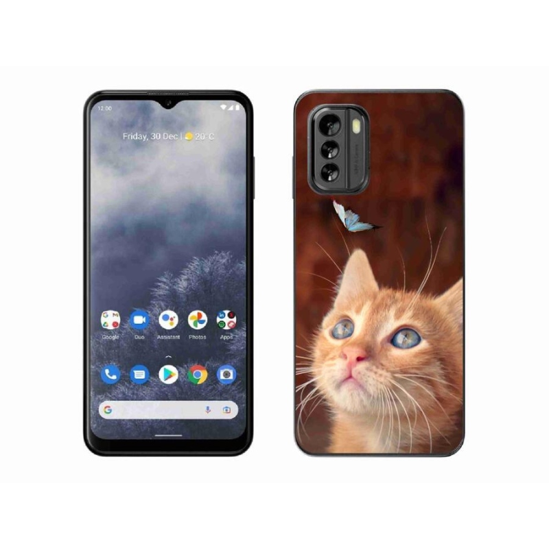 Gelový kryt mmCase na mobil Nokia G60 5G - motýl a kotě