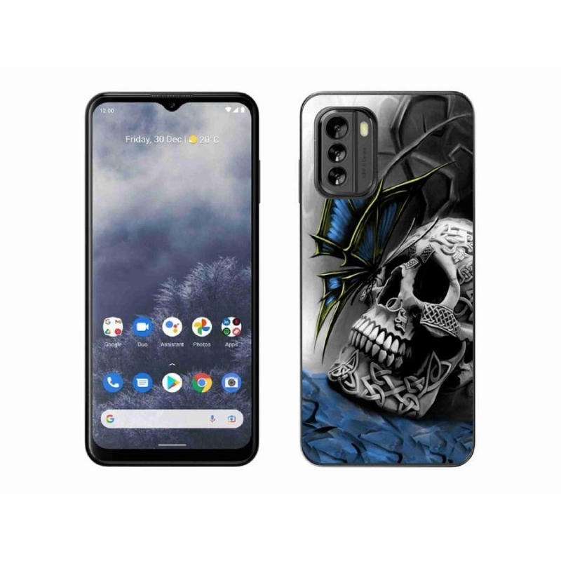 Gelový kryt mmCase na mobil Nokia G60 5G - motýl a lebka