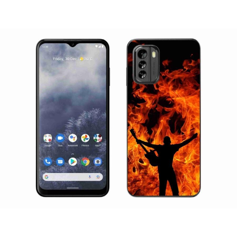 Gelový kryt mmCase na mobil Nokia G60 5G - muzikant a oheň