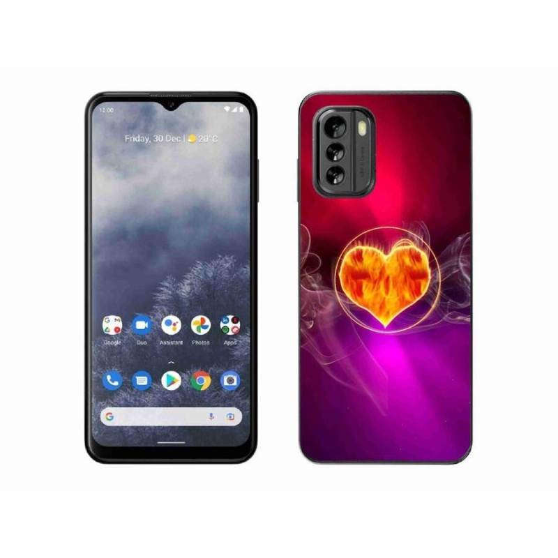 Gelový kryt mmCase na mobil Nokia G60 5G - ohnivé srdce