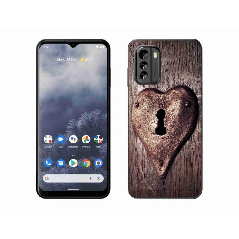 Gelový kryt mmCase na mobil Nokia G60 5G - zámek ve tvaru srdce