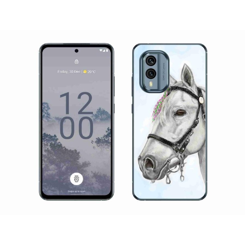 Gelový kryt mmCase na mobil Nokia X30 5G - bílý kůň 1