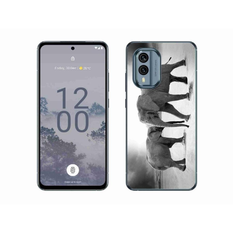 Gelový kryt mmCase na mobil Nokia X30 5G - černobílí sloni