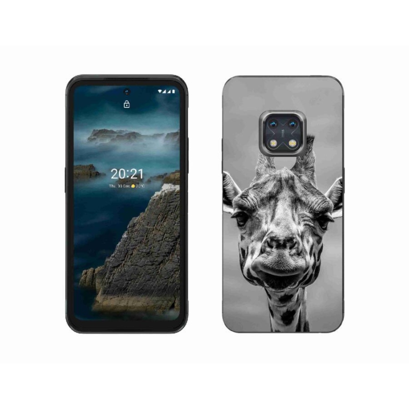 Gelový kryt mmCase na mobil Nokia XR20 - černobílá žirafa
