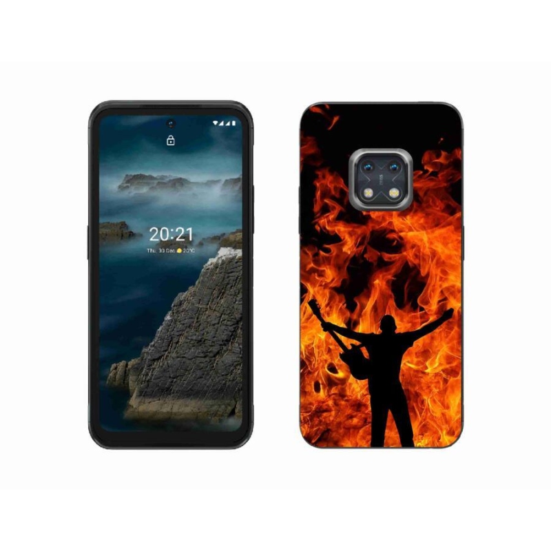 Gelový kryt mmCase na mobil Nokia XR20 - muzikant a oheň