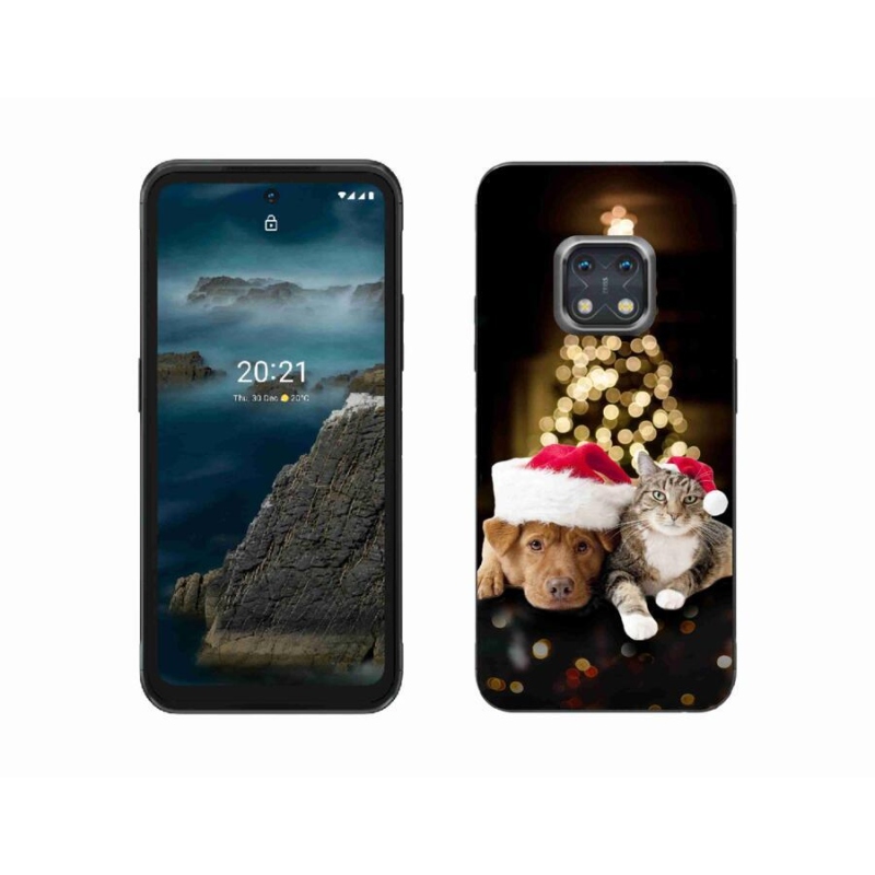 Gelový kryt mmCase na mobil Nokia XR20 - vánoční pes a kočka