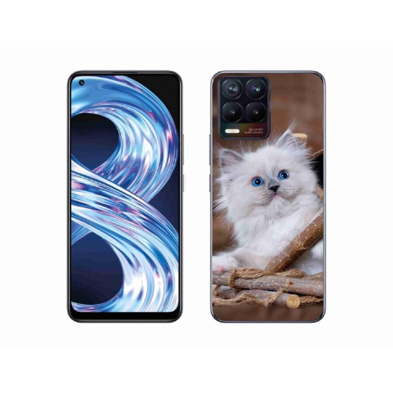 Gelový kryt mmCase na mobil Realme 8 4G - bílé kotě