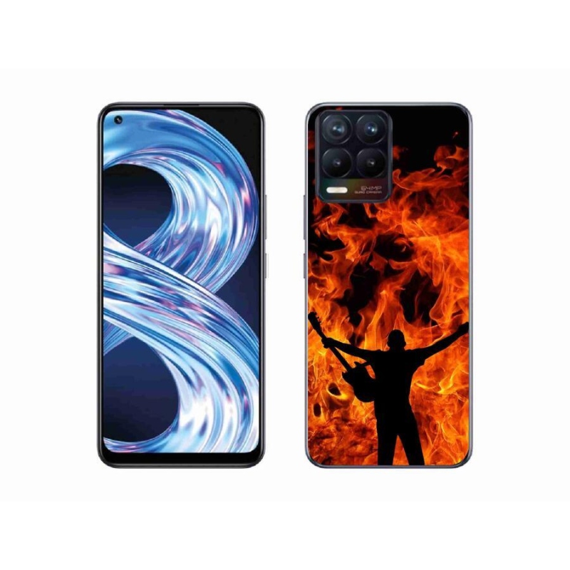 Gelový kryt mmCase na mobil Realme 8 4G - muzikant a oheň