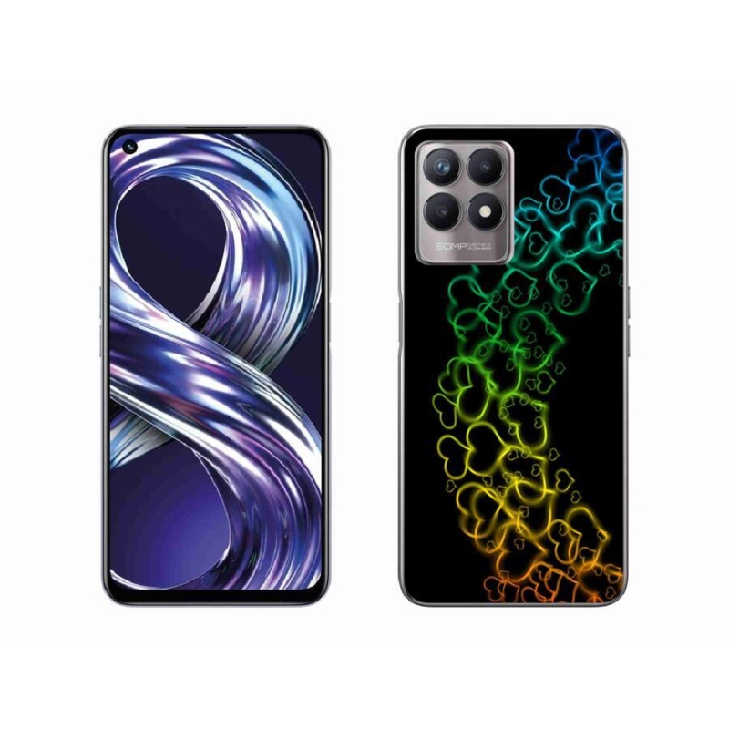 Gelový kryt mmCase na mobil Realme 8i - barevná srdíčka