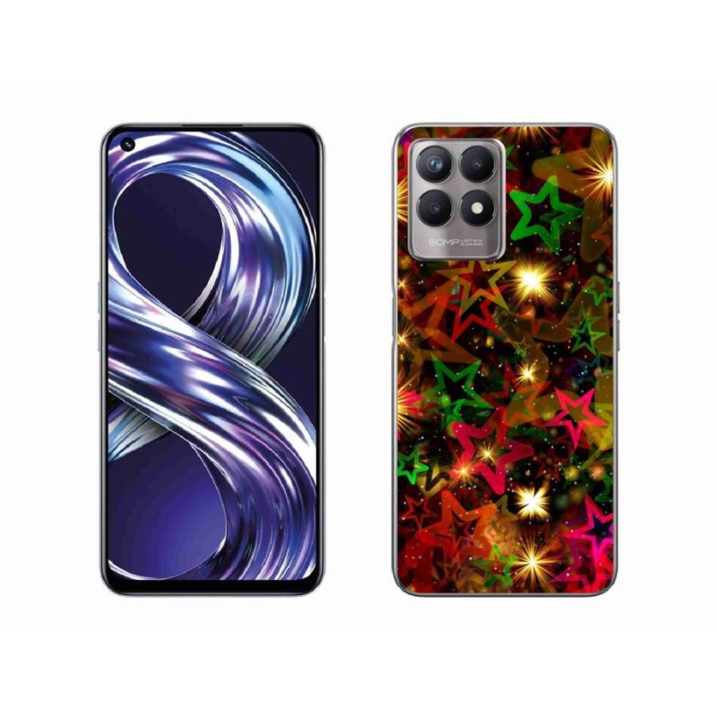 Gelový kryt mmCase na mobil Realme 8i - barevné hvězdičky