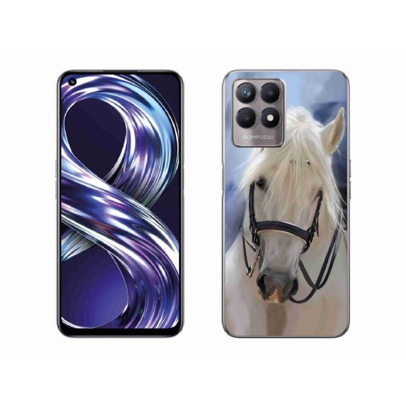 Gelový kryt mmCase na mobil Realme 8i - bílý kůň