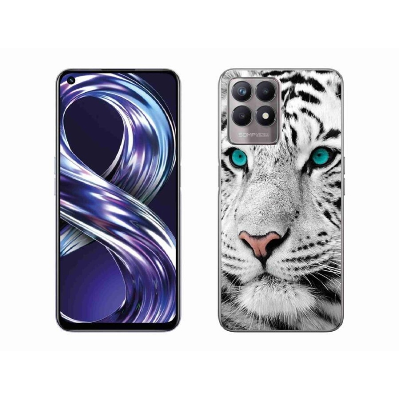 Gelový kryt mmCase na mobil Realme 8i - bílý tygr