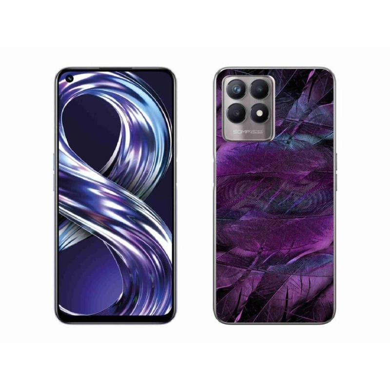 Gelový kryt mmCase na mobil Realme 8i - fialová pírka