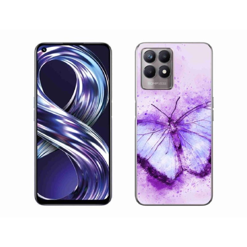 Gelový kryt mmCase na mobil Realme 8i - fialový motýl