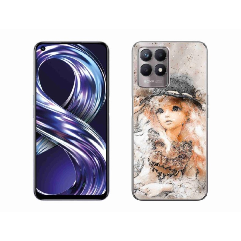 Gelový kryt mmCase na mobil Realme 8i - holčička s kloboukem
