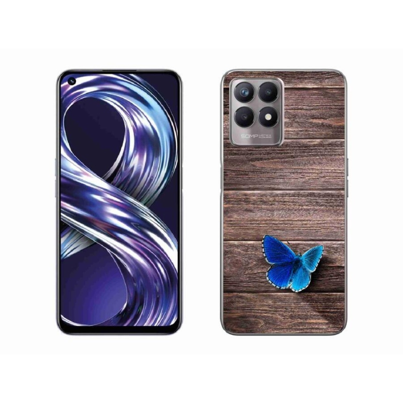 Gelový kryt mmCase na mobil Realme 8i - modrý motýl 1