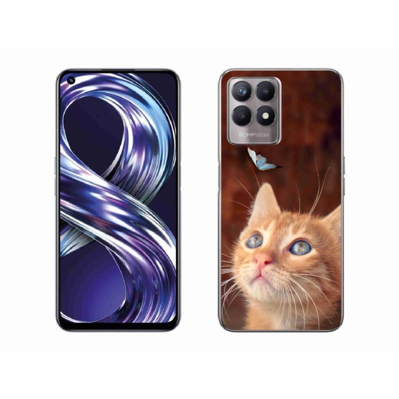 Gelový kryt mmCase na mobil Realme 8i - motýl a kotě