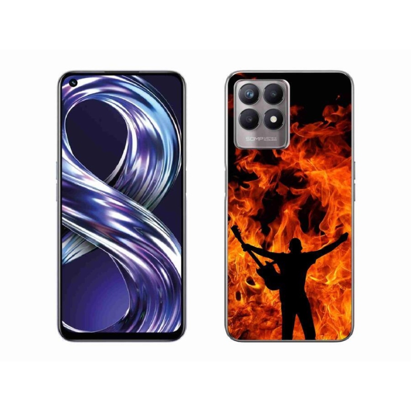 Gelový kryt mmCase na mobil Realme 8i - muzikant a oheň