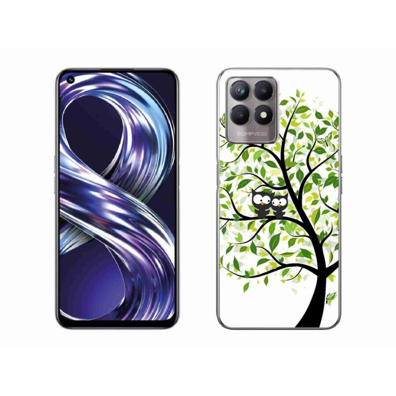 Gelový kryt mmCase na mobil Realme 8i - sovičky na stromě