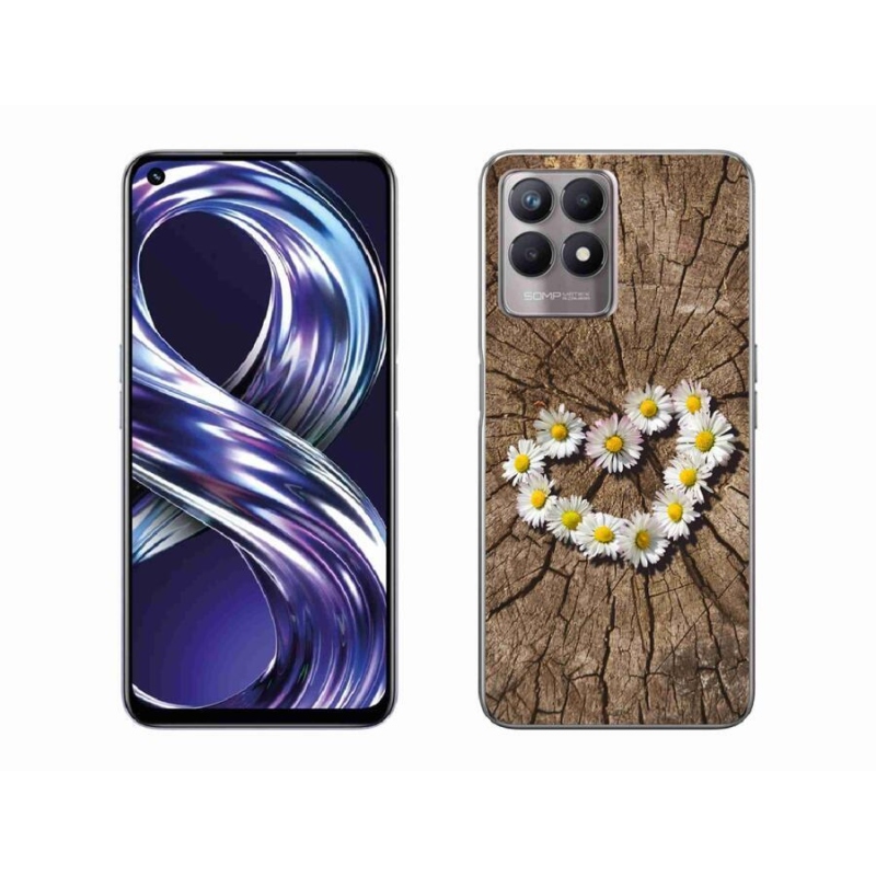 Gelový kryt mmCase na mobil Realme 8i - srdce z kopretin