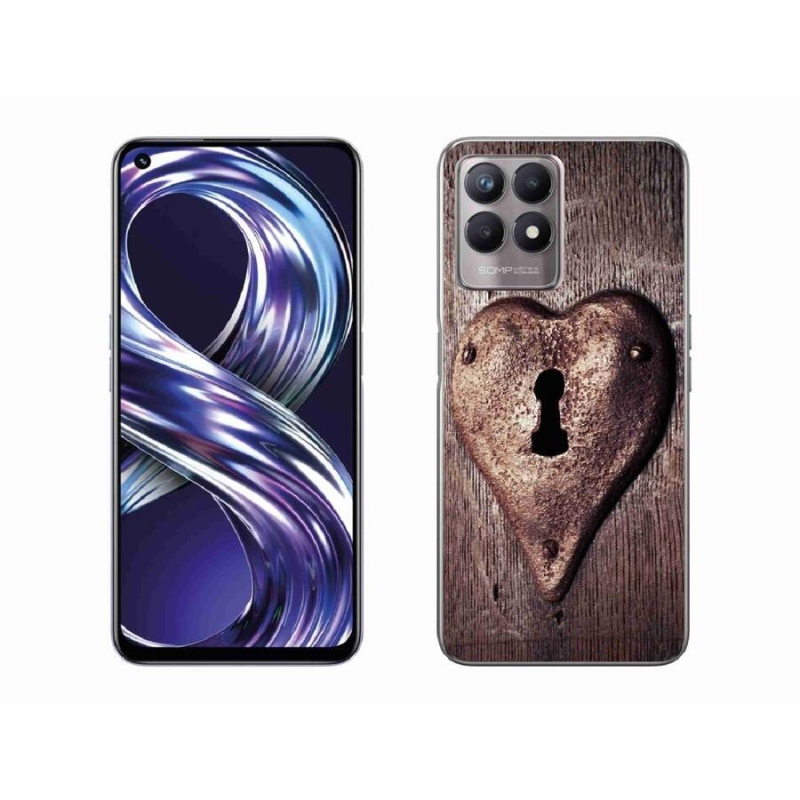 Gelový kryt mmCase na mobil Realme 8i - zámek ve tvaru srdce