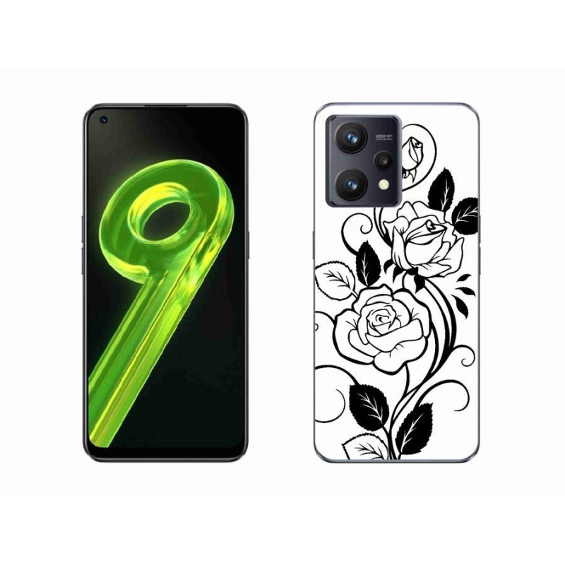 Gelový kryt mmCase na mobil Realme 9 4G - černobílá růže