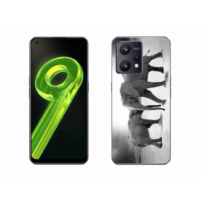 Gelový kryt mmCase na mobil Realme 9 4G - černobílí sloni