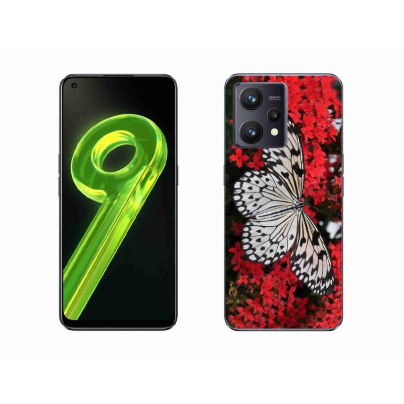 Gelový kryt mmCase na mobil Realme 9 4G - černobílý motýl 1