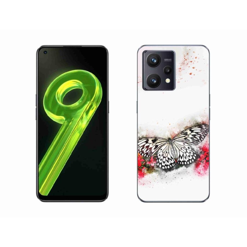 Gelový kryt mmCase na mobil Realme 9 4G - černobílý motýl