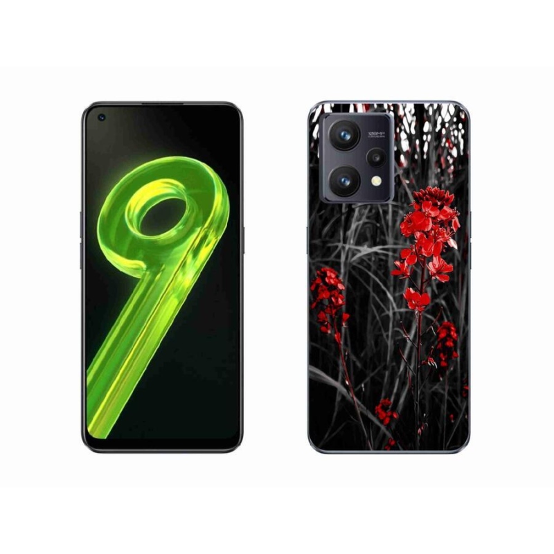 Gelový kryt mmCase na mobil Realme 9 4G - červená rostlina