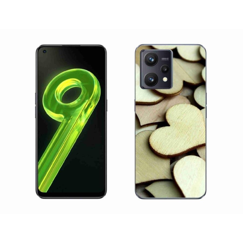Gelový kryt mmCase na mobil Realme 9 4G - dřevěná srdíčka