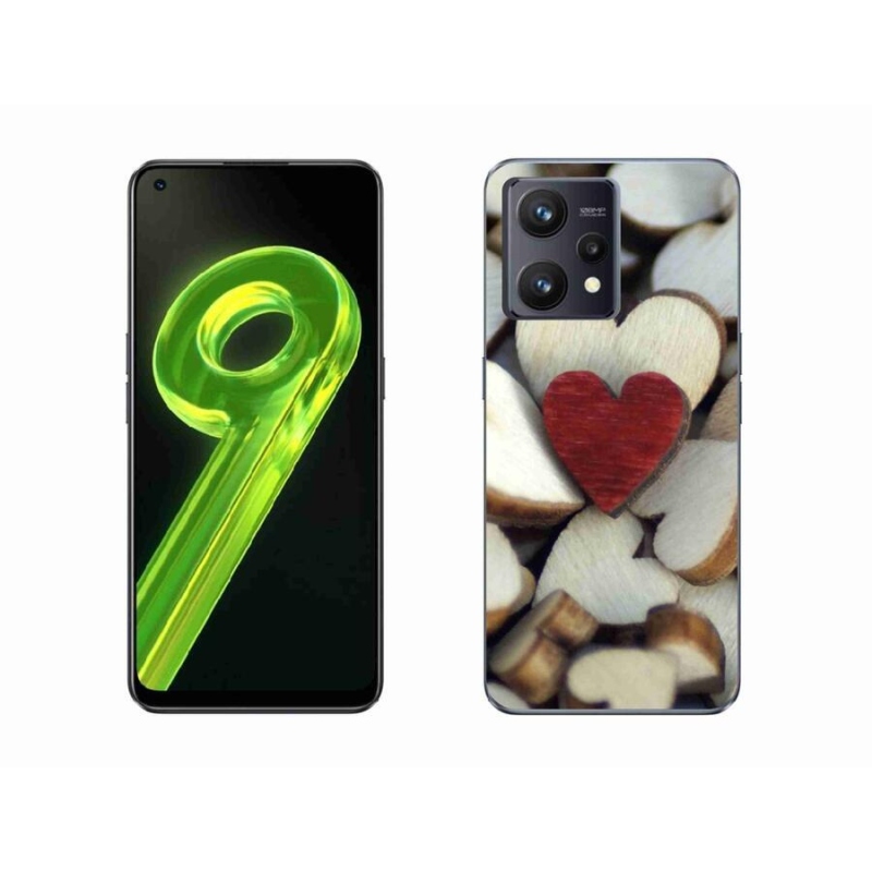 Gelový kryt mmCase na mobil Realme 9 4G - gravírované červené srdce