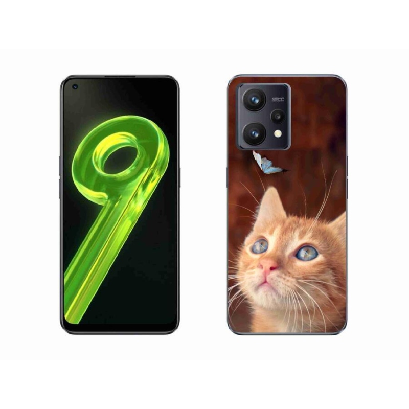 Gelový kryt mmCase na mobil Realme 9 4G - motýl a kotě