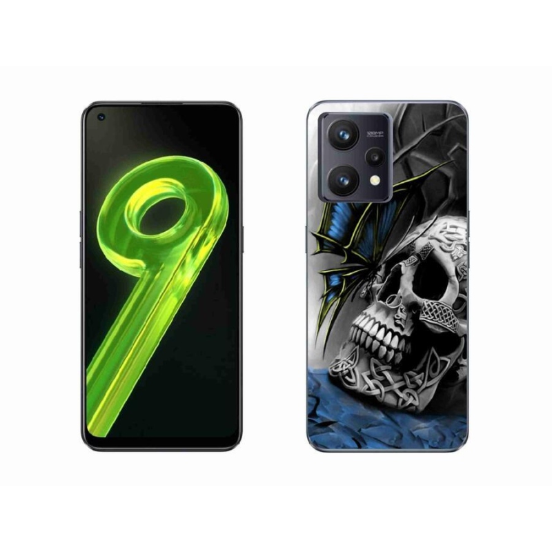 Gelový kryt mmCase na mobil Realme 9 4G - motýl a lebka