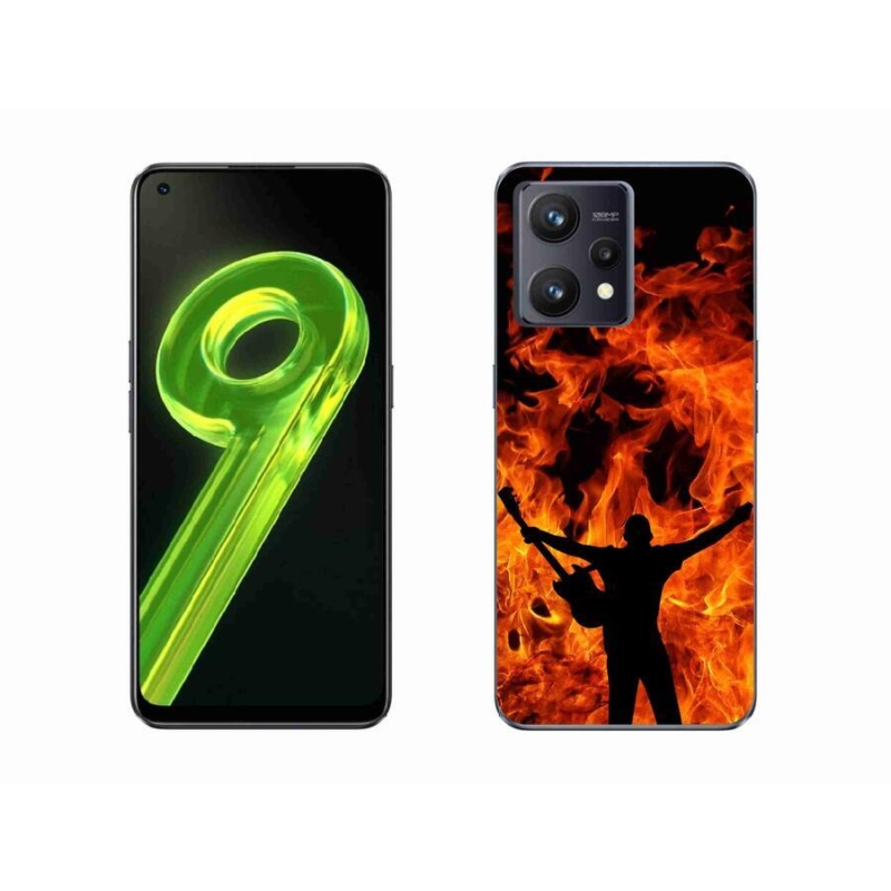 Gelový kryt mmCase na mobil Realme 9 4G - muzikant a oheň