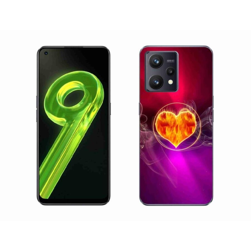 Gelový kryt mmCase na mobil Realme 9 4G - ohnivé srdce