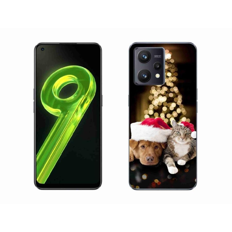 Gelový kryt mmCase na mobil Realme 9 4G - vánoční pes a kočka