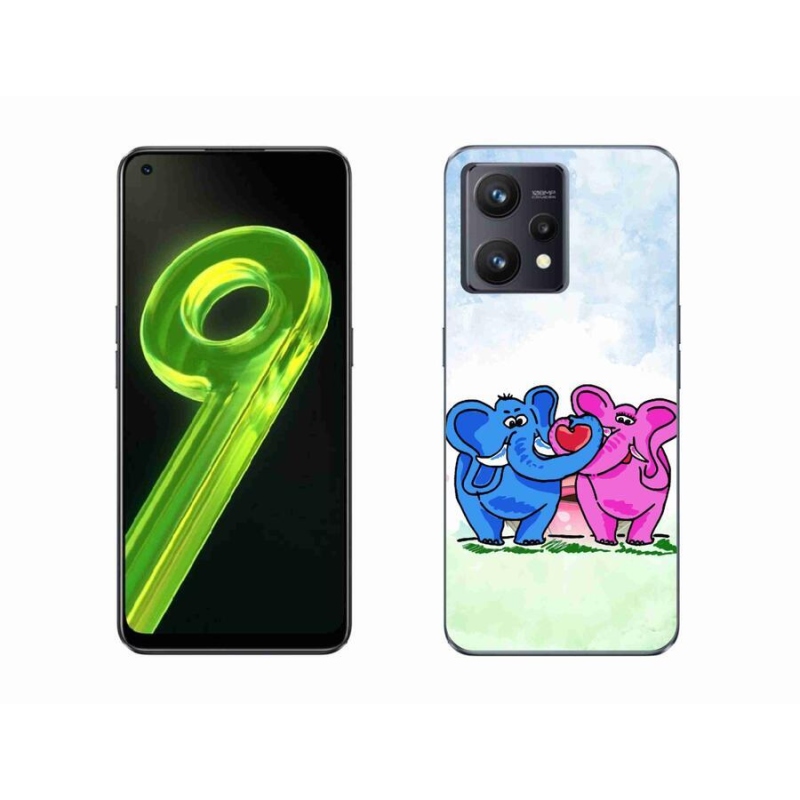 Gelový kryt mmCase na mobil Realme 9 4G - zamilovaní sloni