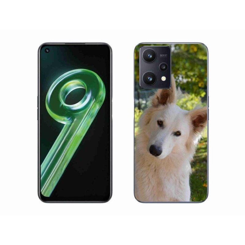 Gelový kryt mmCase na mobil Realme 9 5G - bílý švýcarský ovčák 1