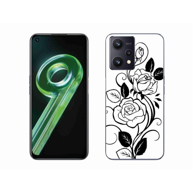 Gelový kryt mmCase na mobil Realme 9 5G - černobílá růže