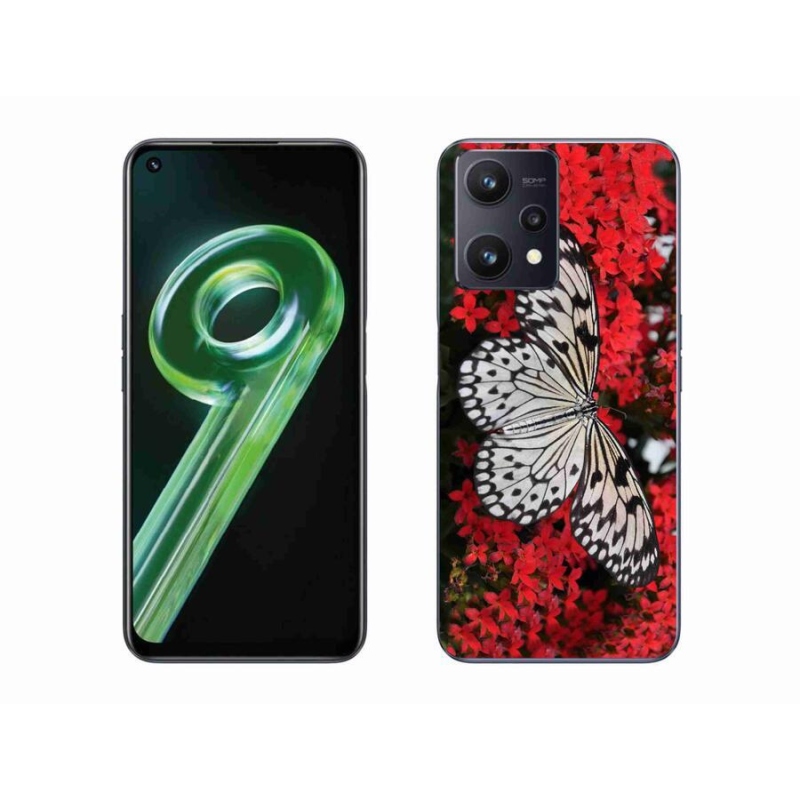 Gelový kryt mmCase na mobil Realme 9 5G - černobílý motýl 1