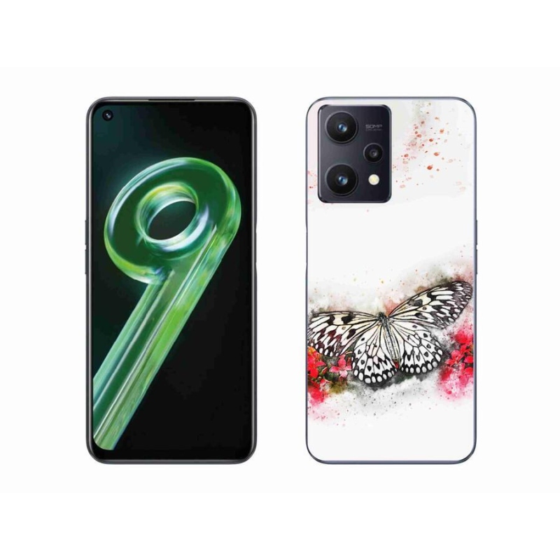 Gelový kryt mmCase na mobil Realme 9 5G - černobílý motýl