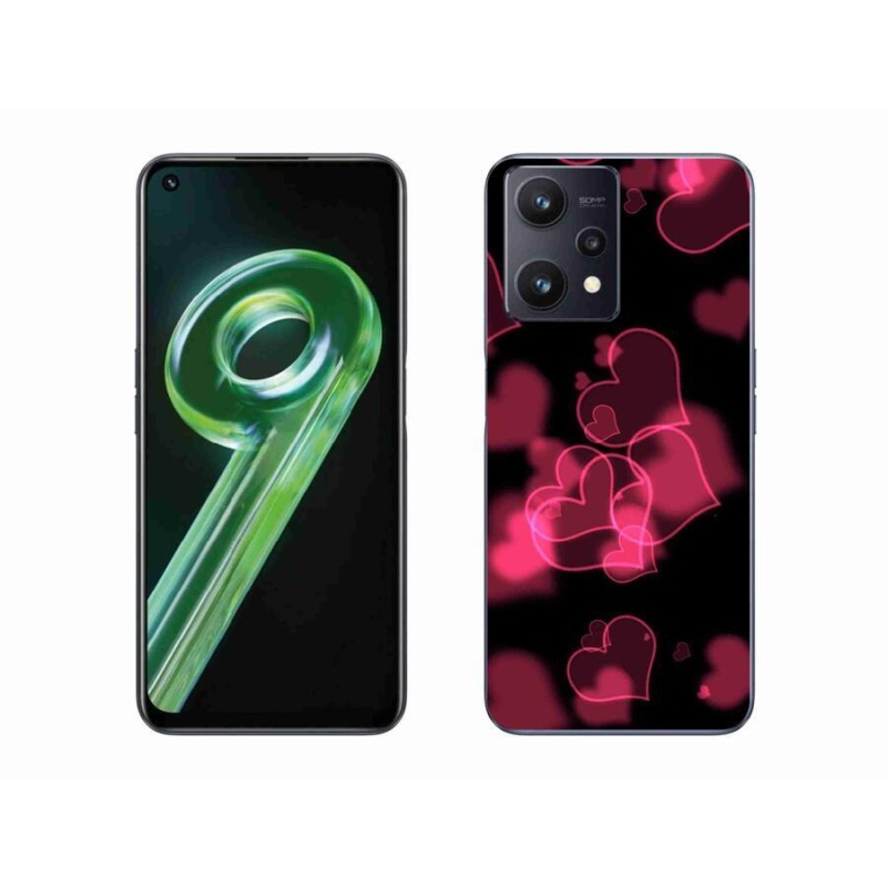 Gelový kryt mmCase na mobil Realme 9 5G - červená srdíčka