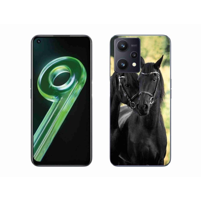 Gelový kryt mmCase na mobil Realme 9 5G - dva černí koně