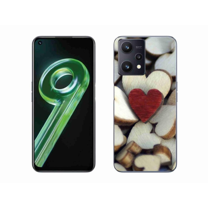 Gelový kryt mmCase na mobil Realme 9 5G - gravírované červené srdce